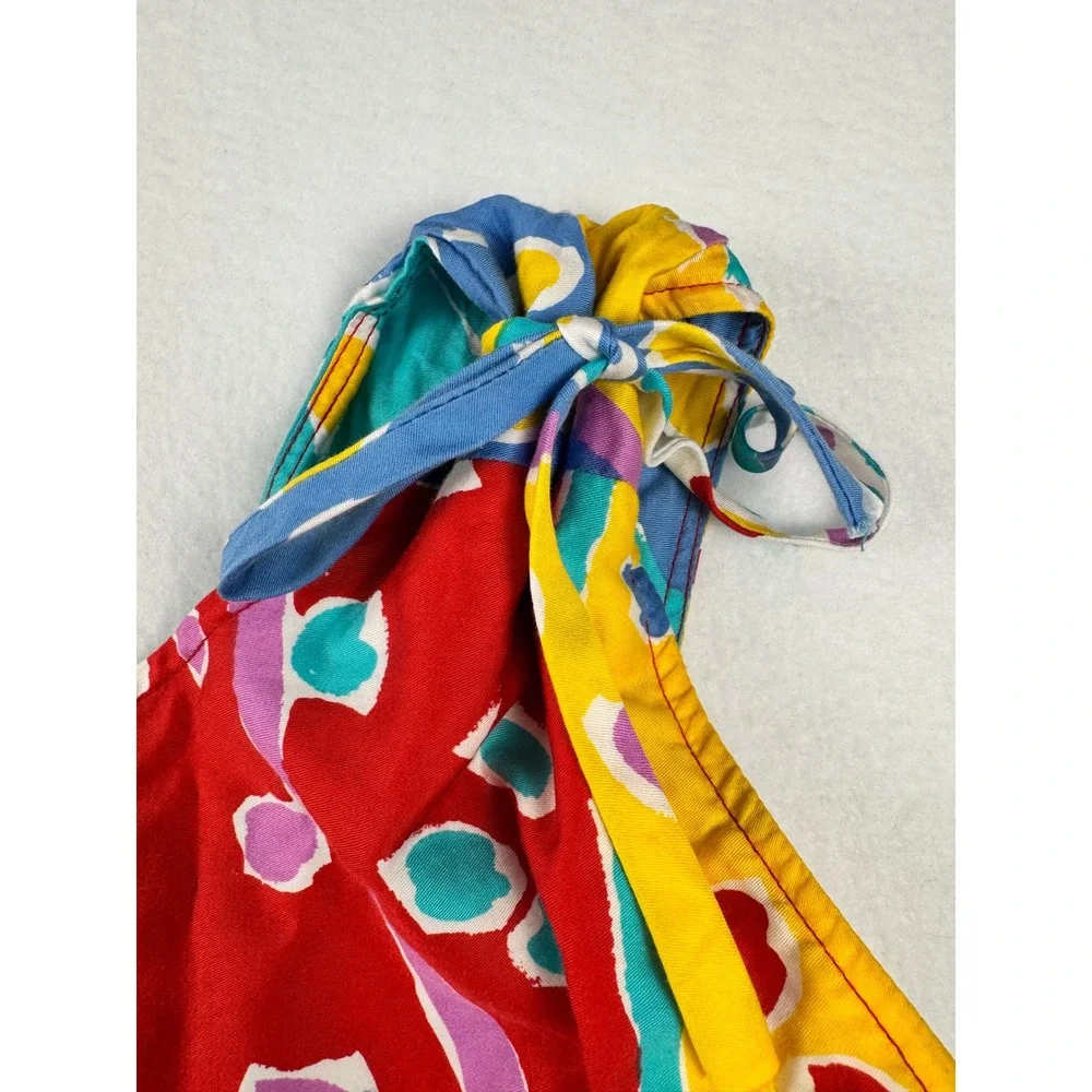Vintage 80's Jackie Taub Geometric Print Medium Midi Sun Dress Multicolor